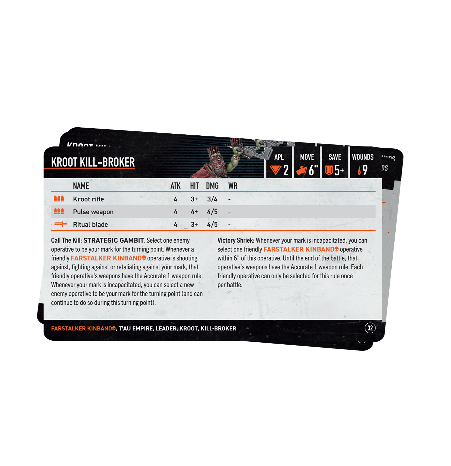 Jeu De Dés Warhammer 40K Kill Team : Farstalker Kinband - 20 Dés 16 Mm, Motifs Orange/gris, Icône Kroot - Pour Joueurs - 8