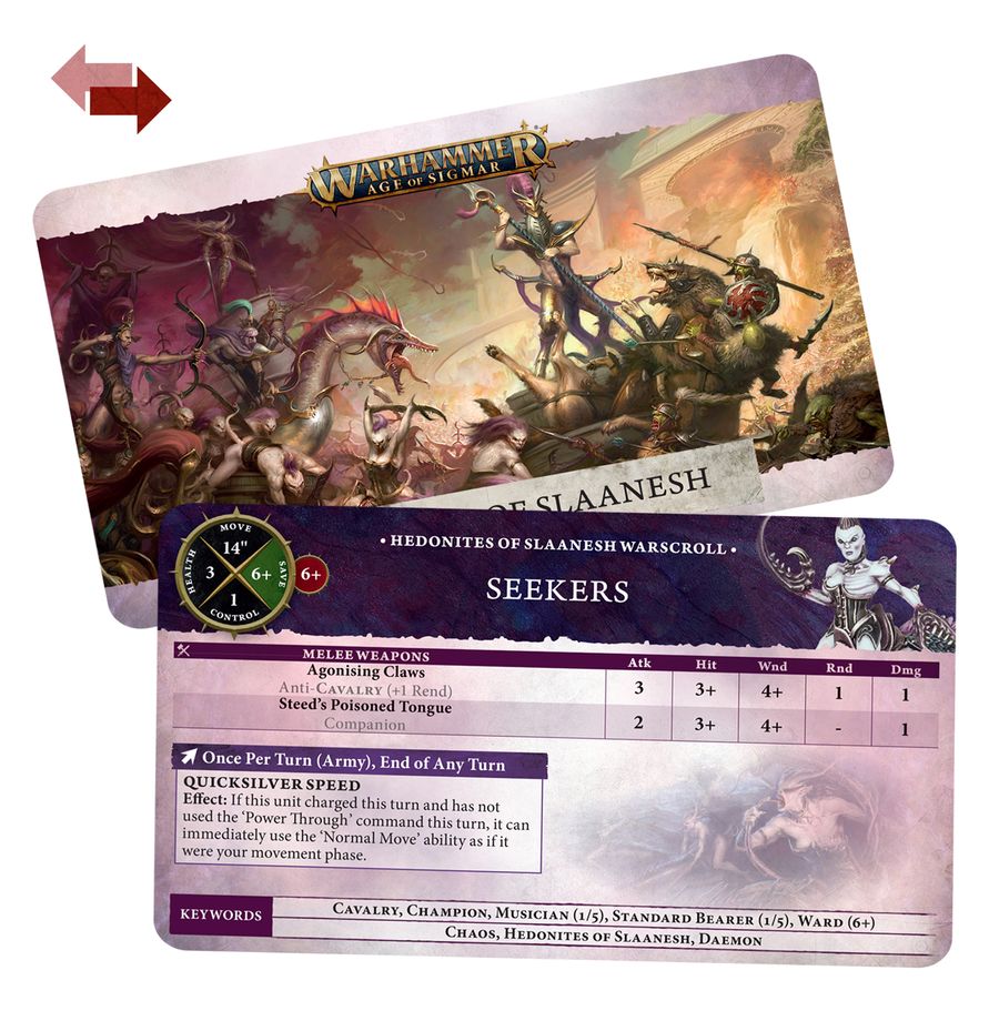 Detailný pohľad na sadu kariet Hedonites of Slaanesh