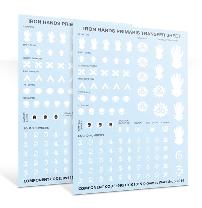 miniatures - Warhammer 40k - Iron Hands Primaris Upgrades and Transfers – detaily ramen, hlav a ikon