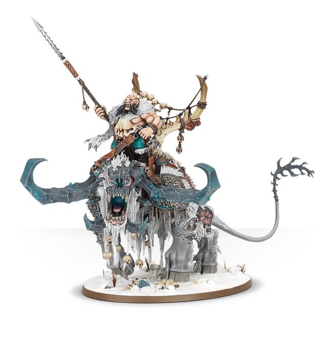 Frostlord on Stonehorn painted Ogor Mawtribes Beastclaw Raiders Ogre Kingdoms